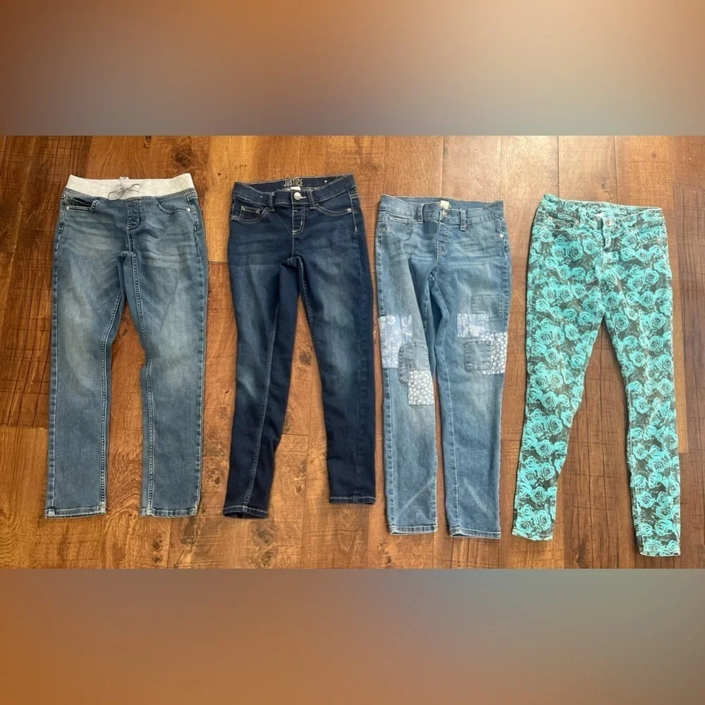 Justice girls bundle of  jeggings & jeans 4 pairs sz 12